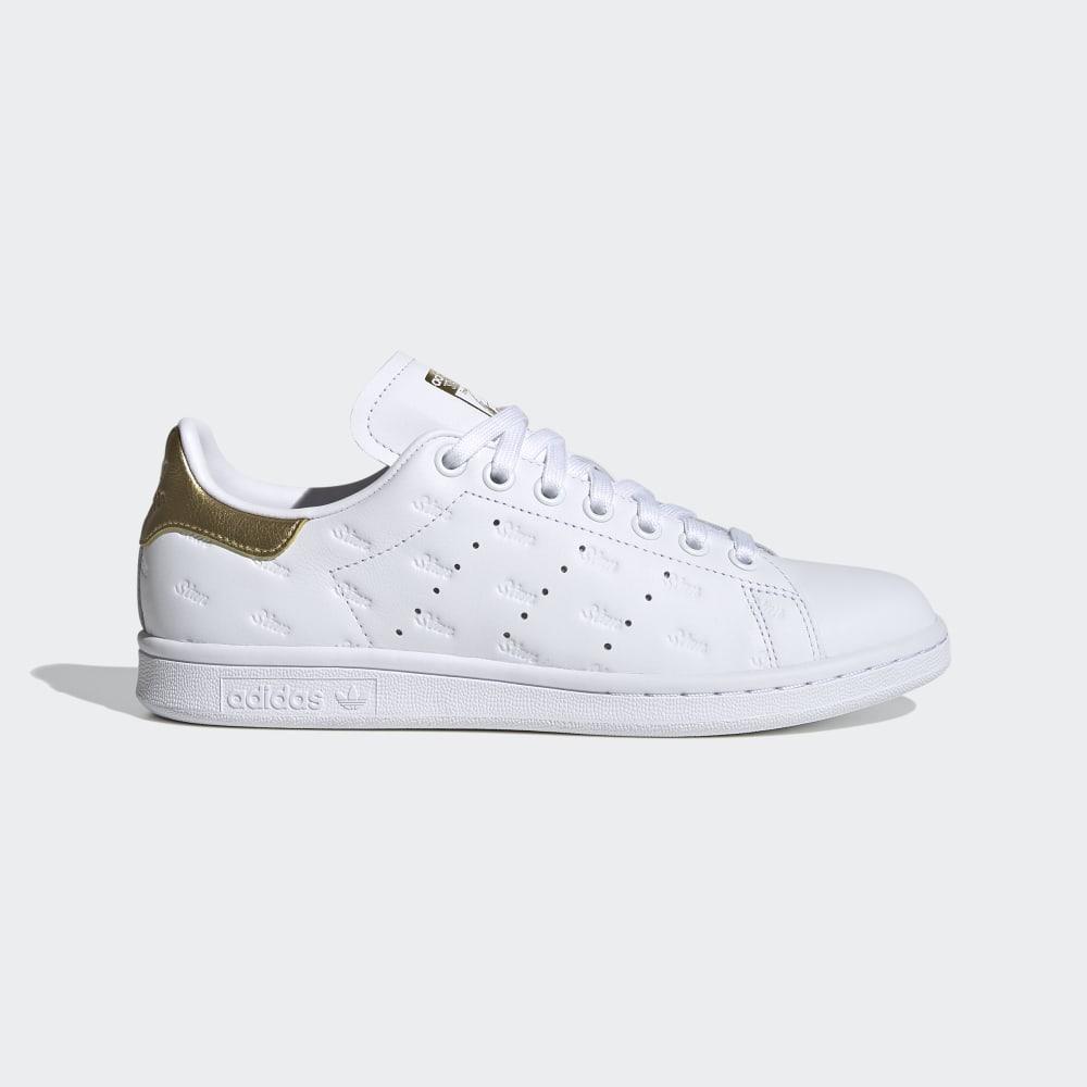 Adidas Women's Stan Smith Originals Shoes White/Gold Metal Ireland EF6853